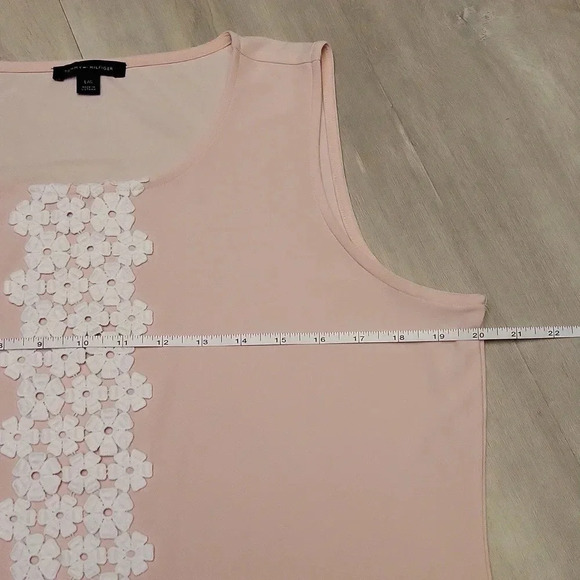 Tommy Hilfiger Pink‎ Tank White Crocheted Flowers Womens Size Large - Picture 3 of 6